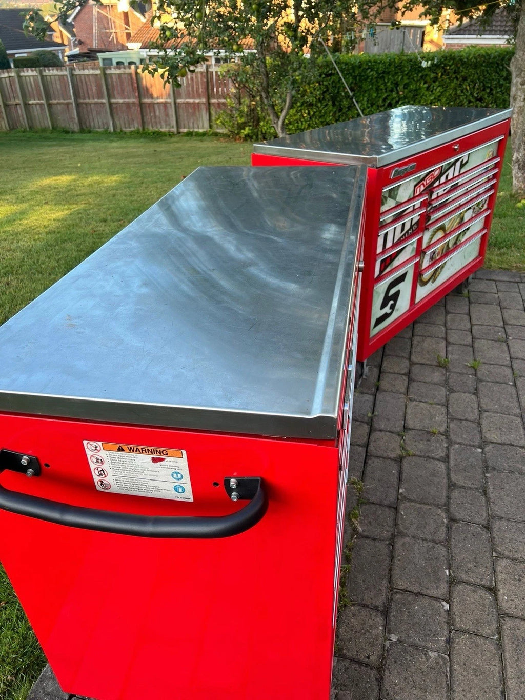 Snap On Tool Box 55” X 24” KRA With Key x2 Roll Cabs Stainless Steel Top Red